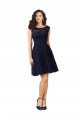 Dark Navy Bateau Neck Sleeveless V-Back A-Line Bridesmaid Dress Townsville