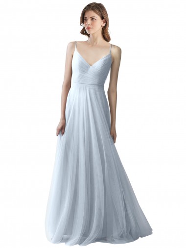 Light Sky Blue V-Neck Sleeveless A-Line Bridesmaid Dress Townsville