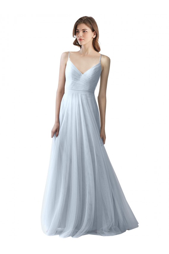 Light Sky Blue V-Neck Sleeveless A-Line Bridesmaid Dress Townsville