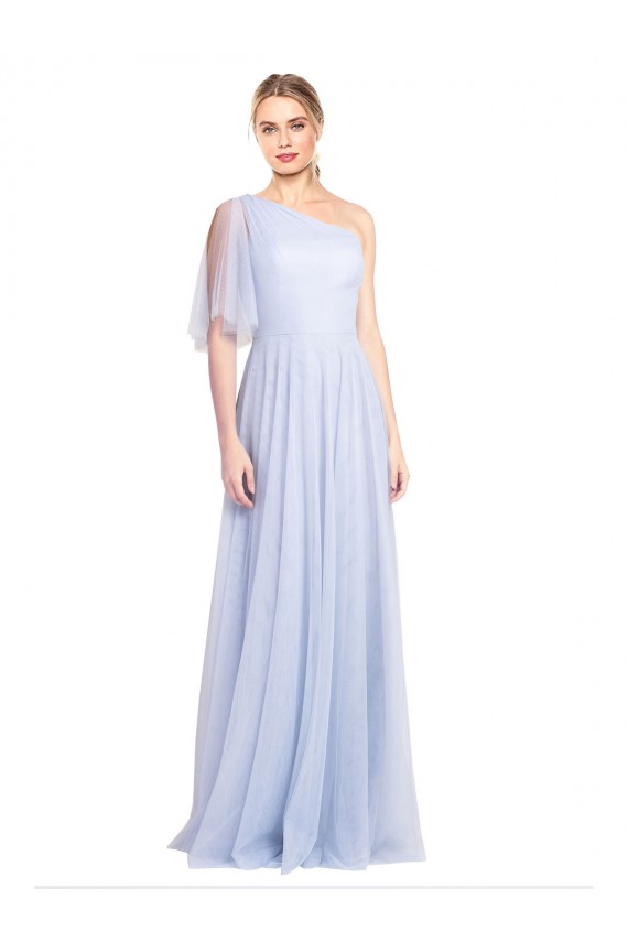 Light Sky Blue One Shoulder Flutter Sleeves A-Line Bridesmaid Dress Townsville