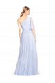 Light Sky Blue One Shoulder Flutter Sleeves A-Line Bridesmaid Dress Townsville