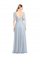 Light Sky Blue V-Neck Flutter Sleeves V-Back Tulle A-Line Bridesmaid Dress / Evening Dress Townsville