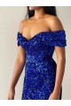Royal Blue Off the Shoulder Sleeveless Mermaid Prom Dresses Townsville