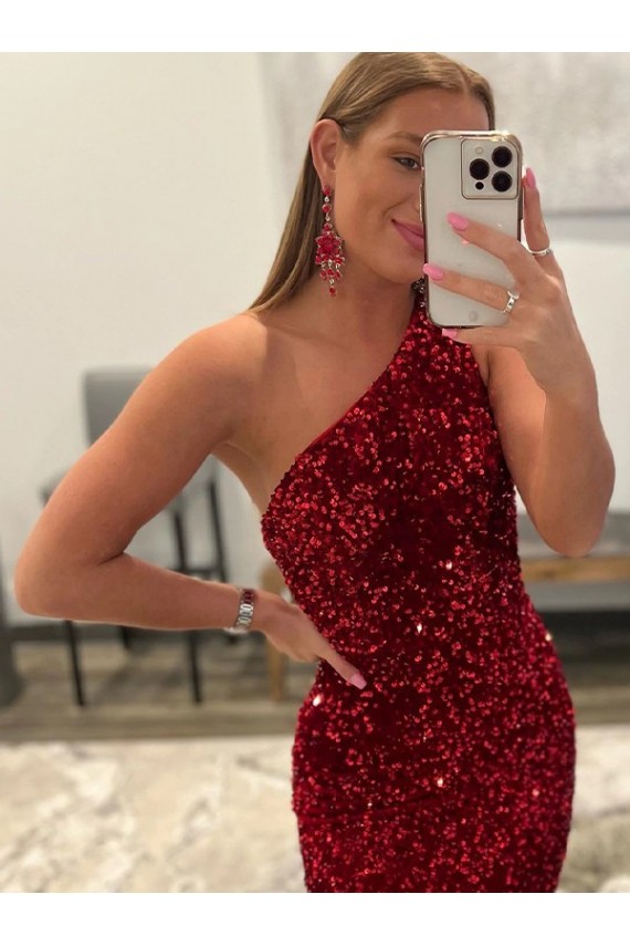 Pink One Shoulder Sleeveless Sheath Prom Dress Townsville