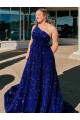 Royal Blue One Shoulder Sleeveless A-Line Prom Dress / Evening Gown Townsville