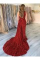 Burgundy One Shoulder Sleeveless Velvet Sequin Sheath Prom Dress Townsville