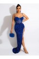 Royal Blue Spaghetti Straps Sleeveless Sheath Evening Dress Townsville