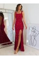 Burgundy Square Neck Sleeveless Sheath Prom Dress Townsville