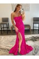 Fuchsia Strapless Sleeveless Sheath Prom Dress Townsville