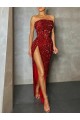 Burgundy Strapless Sleeveless Sheath Prom Dress / Evening Dress Townsville