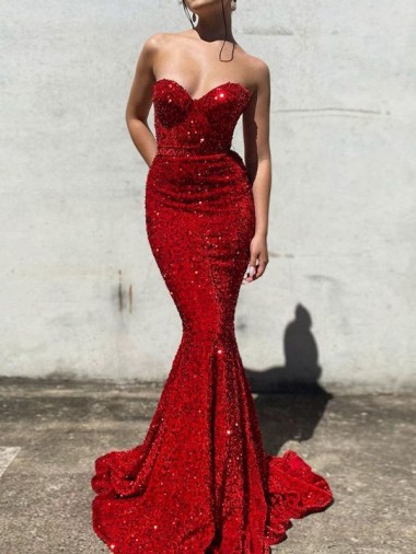 Burgundy Sweetheart Sleeveless Mermaid Prom Dress / Evening Gown Townsville