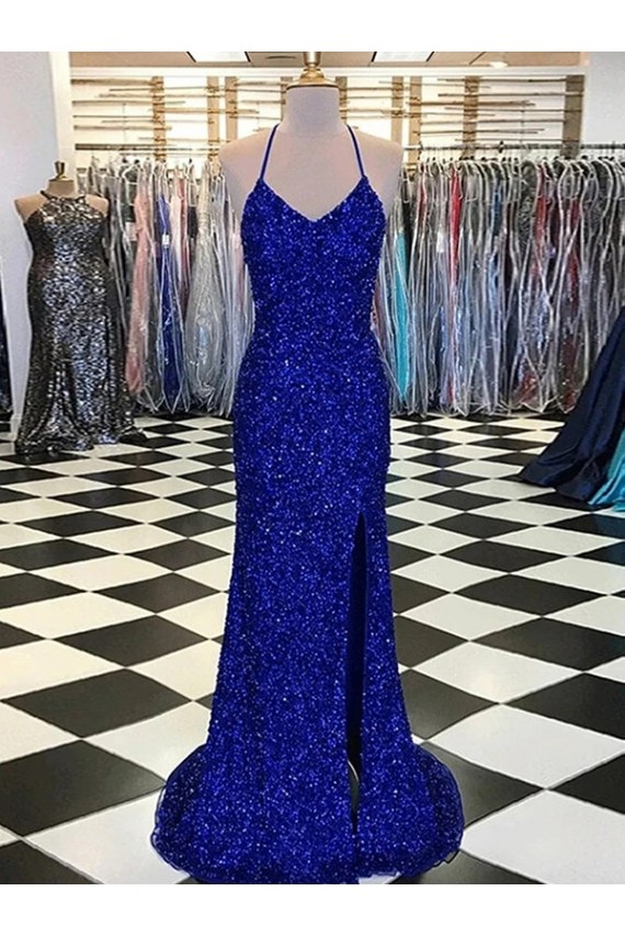 Royal Blue V-Neck Sleeveless Sheath Prom Dress / Evening Gown Townsville