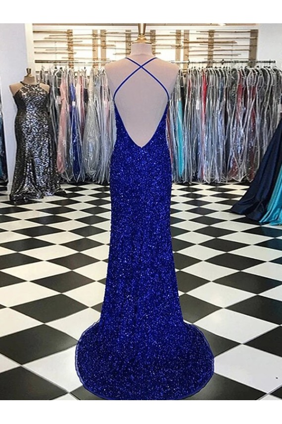 Royal Blue V-Neck Sleeveless Sheath Prom Dress / Evening Gown Townsville