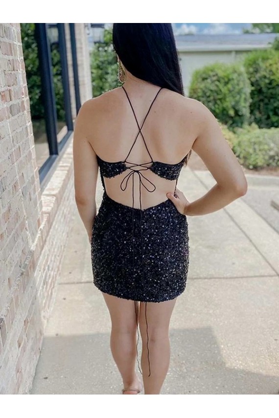 Black Halter Neck Sleeveless Sheath Prom Dress Townsville