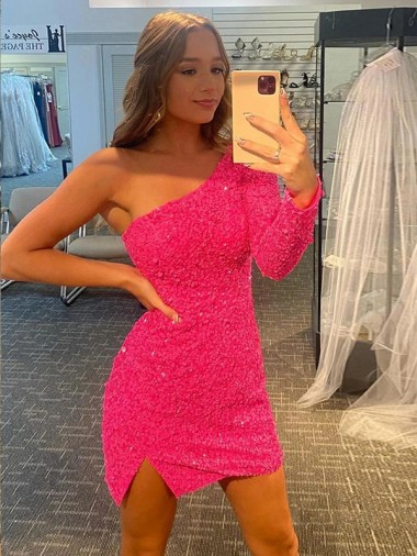 One Shoulder Long Sleeves Sheath Prom Dress / Evening Dress Townsville