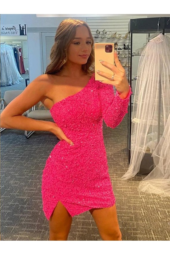 One Shoulder Long Sleeves Sheath Prom Dress / Evening Dress Townsville