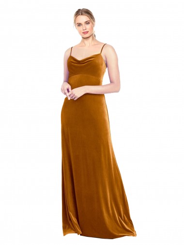 Gold Cowl Neck Sleeveless A-Line Prom Dress / Bridesmaid Dress Townsville