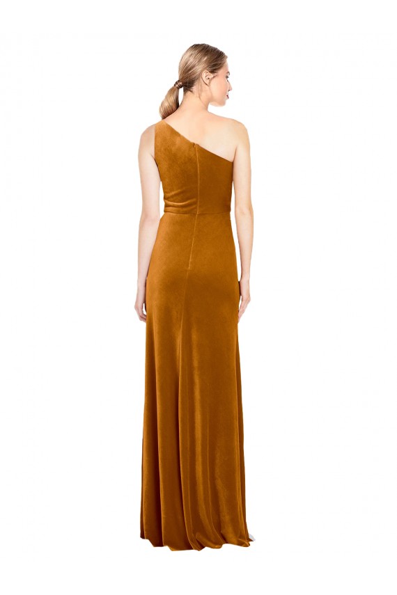 Gold One Shoulder Sleeveless A-Line Formal Evening Gown / Prom Dress / Bridesmaid Dress Townsville