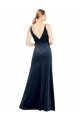Dark Navy V-Neck Sleeveless V-Back A-Line Prom Dress / Bridesmaid Dress Townsville