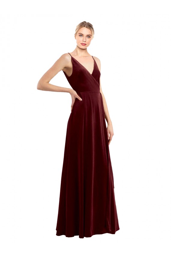 Burgundy V-Neck Sleeveless V-Back A-Line Bridesmaid Dress / Evening Dress Townsville