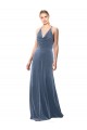 Dusty Blue Cowl Neck Sleeveless Keyhole Back A-Line Prom Dress / Bridesmaid Dress Townsville