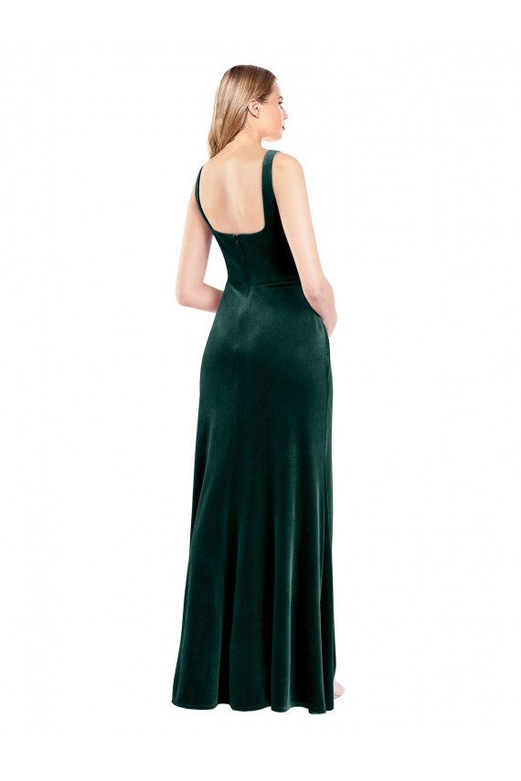 Dark Green Square Neck Sleeveless A-Line Prom Dress / Bridesmaid Dress Townsville