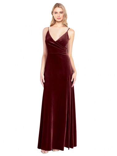 Burgundy V-Neck Sleeveless V-Back A-Line Black Tie Prom Dress / Bridesmaid Dress Townsville