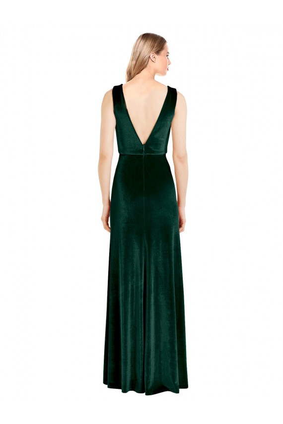 Dark Green V-Neck Sleeveless V-Back A-Line Bridesmaid Dress / Formal Dress Townsville