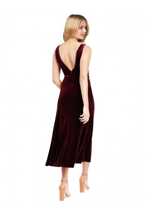 Burgundy V-Neck Sleeveless V-Back A-Line Prom Dress / Bridesmaid Dress Townsville