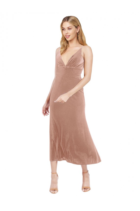 Pink V-Neck Sleeveless V-Back A-Line Prom Dress / Bridesmaid Dress Townsville