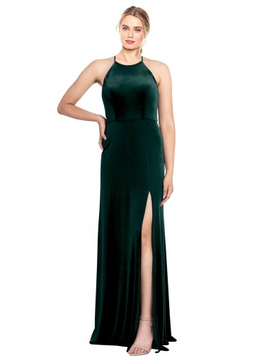 Dark Green Jewel Neck Sleeveless Keyhole Back A-Line Prom Dress / Bridesmaid Dress Townsville
