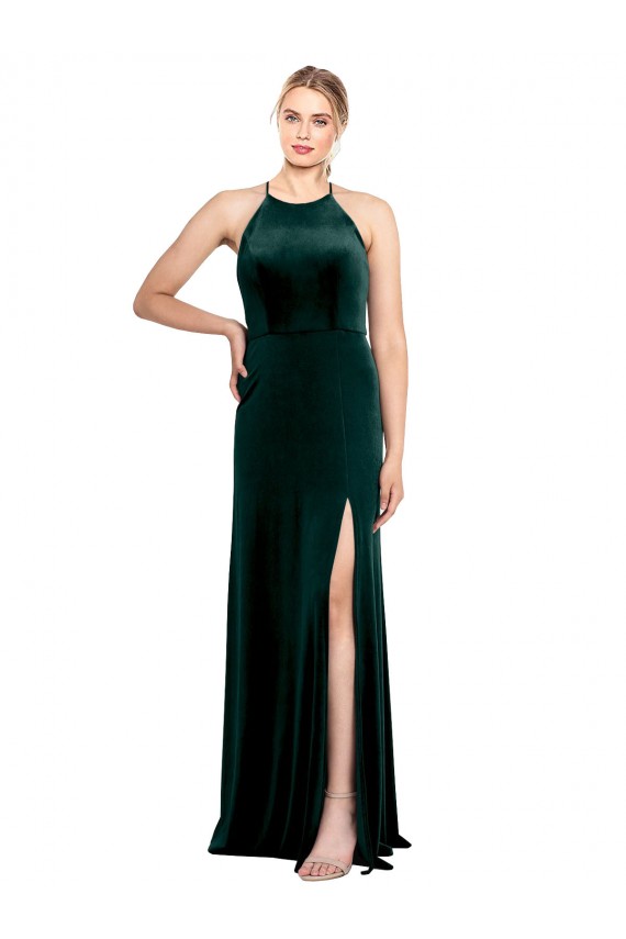 Dark Green Jewel Neck Sleeveless Keyhole Back A-Line Prom Dress / Bridesmaid Dress Townsville