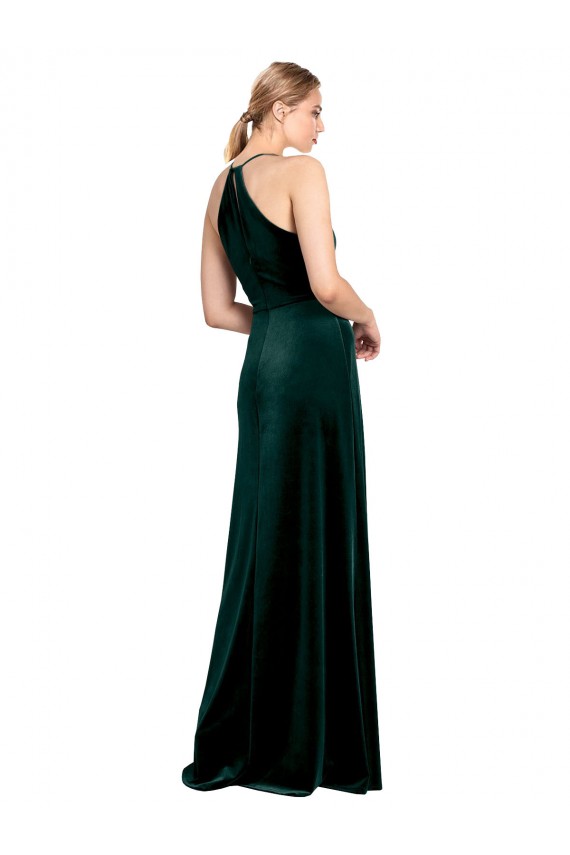 Dark Green Jewel Neck Sleeveless Keyhole Back A-Line Prom Dress / Bridesmaid Dress Townsville