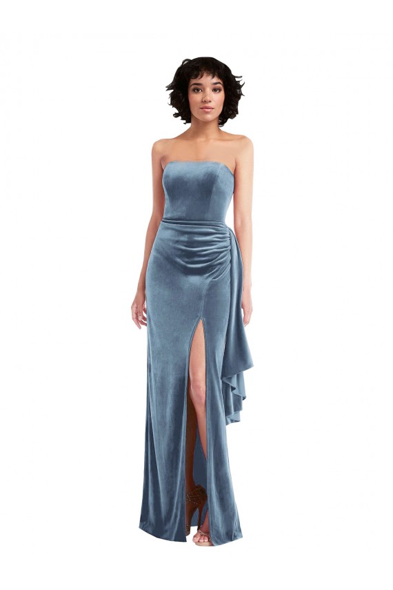 Dusty Blue Strapless Sleeveless Low Back Sheath Formal Evening Gown / Prom Dress / Bridesmaid Dress Townsville