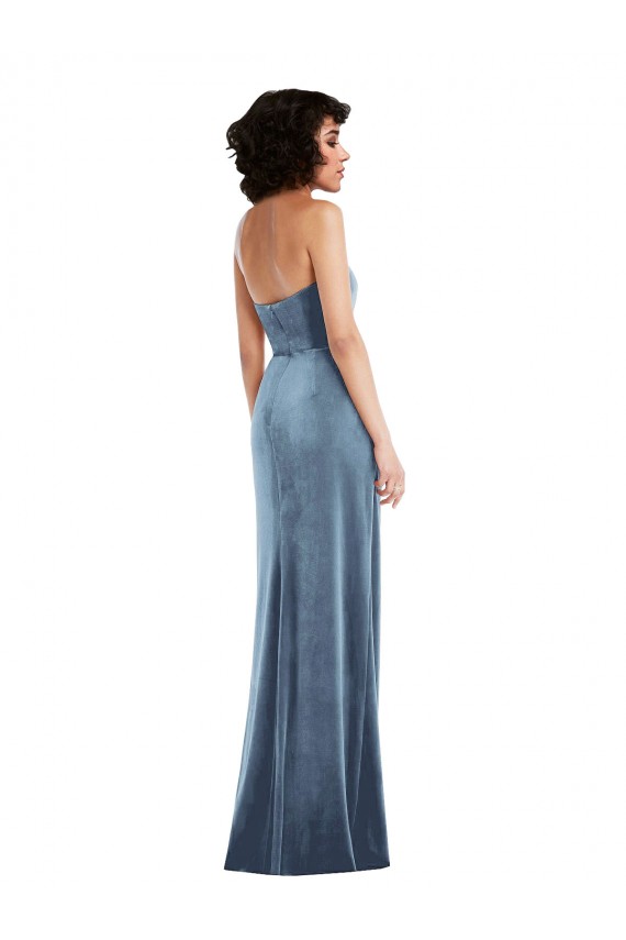 Dusty Blue Strapless Sleeveless Low Back Sheath Formal Evening Gown / Prom Dress / Bridesmaid Dress Townsville