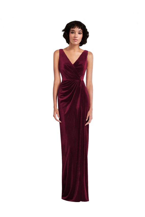 Burgundy V-Neck Sleeveless Sheath Semi Formal Evening Dress / Prom Dress / Bridesmaid Dress Townsville