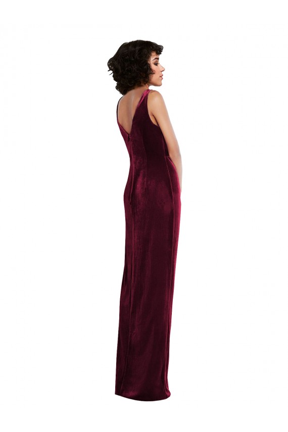 Burgundy V-Neck Sleeveless Sheath Semi Formal Evening Dress / Prom Dress / Bridesmaid Dress Townsville