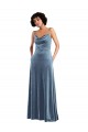 Dusty Blue Cowl Neck Sleeveless Open Back Sheath Semi Formal Evening Dress / Prom Dress / Bridesmaid Dress Townsville