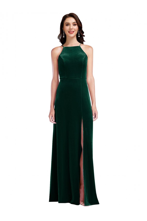 Dark Green High Neck Sleeveless A-Line Semi Formal Evening Dress / Prom Dress / Bridesmaid Dress Townsville