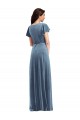 Dusty Blue V-Neck Flutter Sleeves A-Line Black Tie Evening Gown / Prom Dress / Bridesmaid Dress Townsville