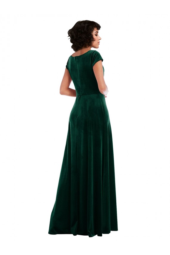 Dark Green Cowl Neck Cap Sleeves A-Line Black Tie Evening Gown / Prom Dress / Bridesmaid Dress Townsville