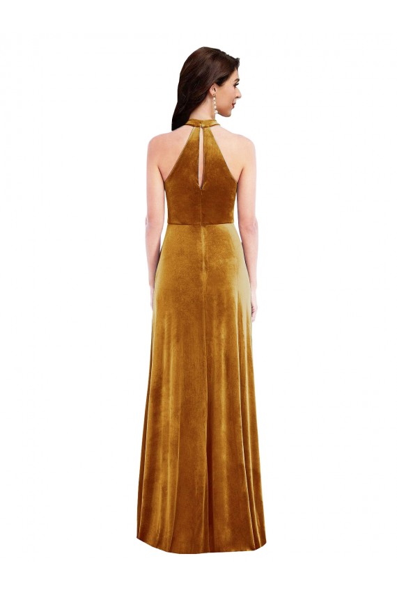 Gold High Neck Sleeveless Keyhole Back Trumpet Semi Formal Evening Dress / Prom Dress / Bridesmaid Dress Townsville
