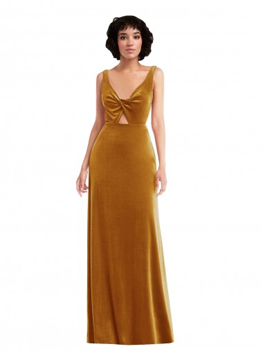 Gold V-Neck Sleeveless V-Back Trumpet Semi Formal Evening Dress / Prom Dress / Bridesmaid Dress Townsville