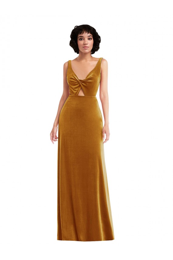 Gold V-Neck Sleeveless V-Back Trumpet Semi Formal Evening Dress / Prom Dress / Bridesmaid Dress Townsville