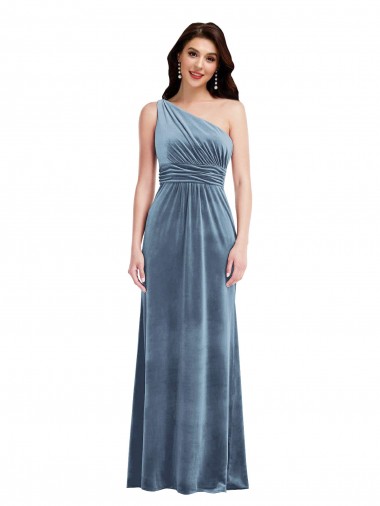Dusty Blue Off the Shoulder Sleeveless A-Line Bridesmaid Dress / Evening Dress Townsville