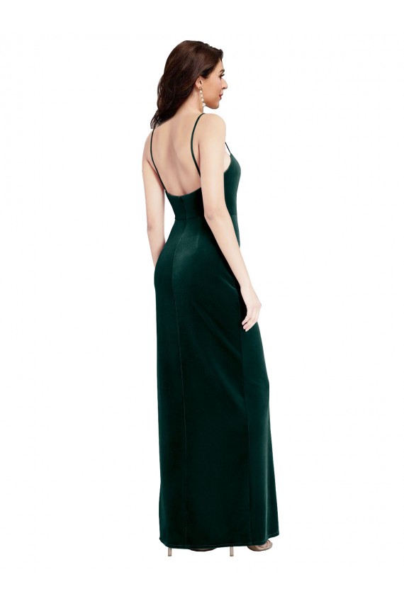 Dark Green Square Neck Sleeveless Low Back Sheath Prom Dress / Bridesmaid Dress Townsville