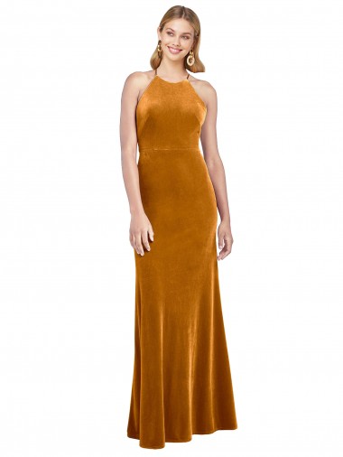 Gold High Neck Sleeveless Open Back A-Line Formal Evening Gown / Prom Dress / Bridesmaid Dress Townsville