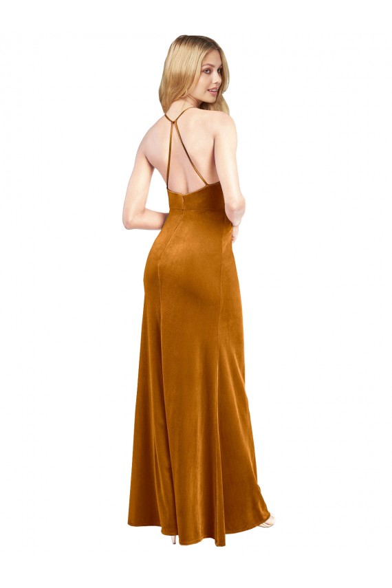 Gold High Neck Sleeveless Open Back A-Line Formal Evening Gown / Prom Dress / Bridesmaid Dress Townsville