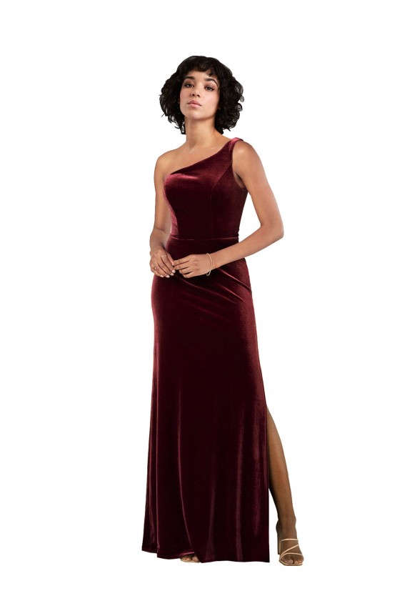 Burgundy One Shoulder Sleeveless Column Formal Evening Gown / Prom Dress / Bridesmaid Dress Townsville