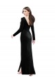 Black V-Neck Long Sleeves V-Back Column Formal Evening Gown / Prom Dress / Bridesmaid Dress Townsville